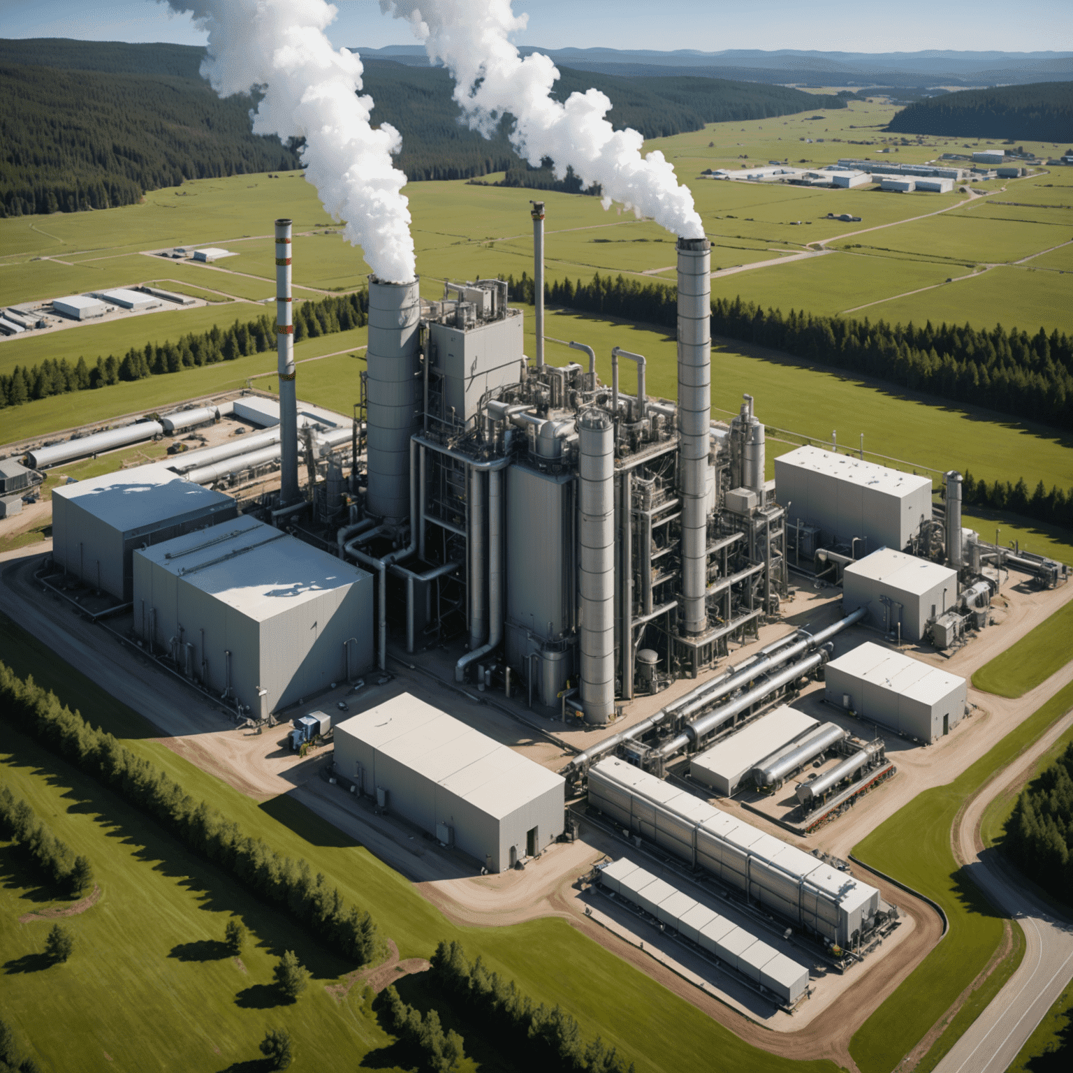 Advanced geothermal power plant with innovative turbines and heat exchangers, showcasing cutting-edge efficiency technologies